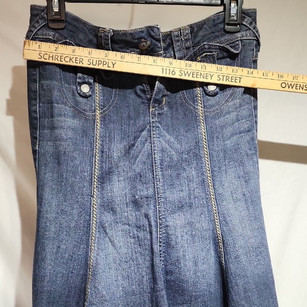 Vintage Mermaid Trumpet Blue Denim Skirt - Picture 6 of 8
